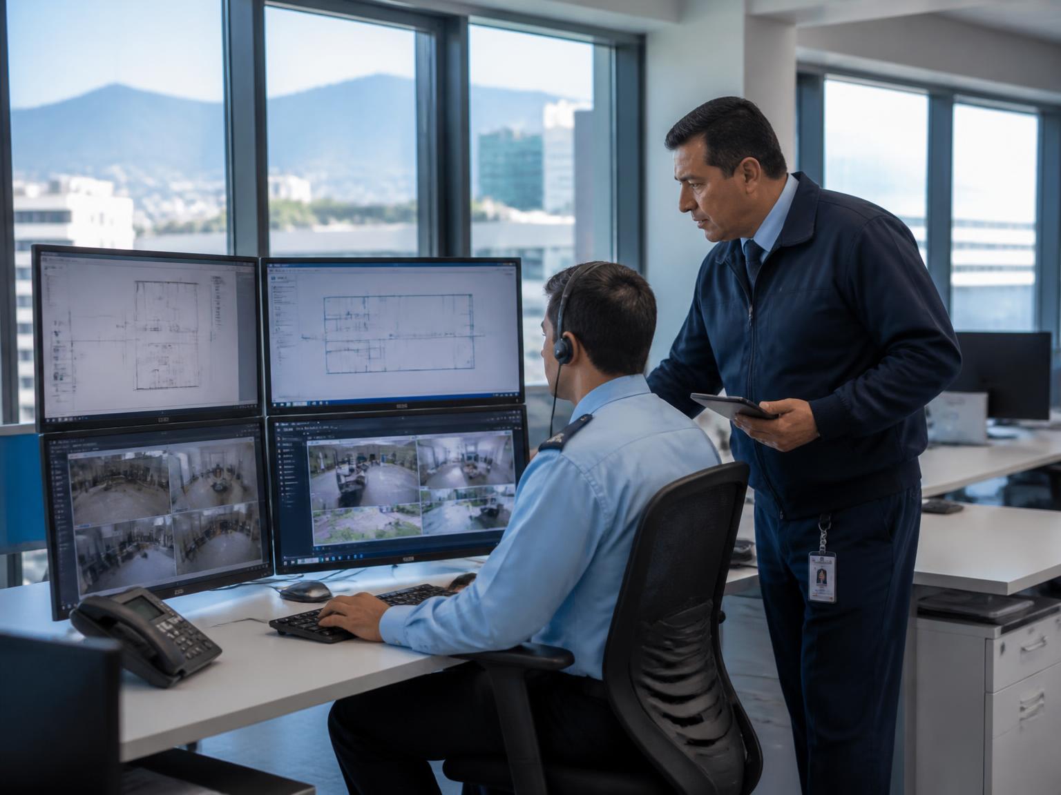 Supervisor y operador coordinando una operación de seguridad